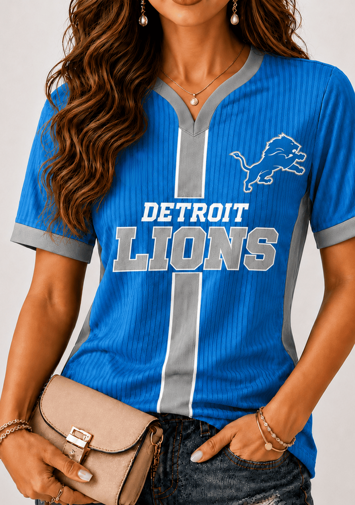 Women Detroit Lions Game‑Day V‑Neck T‑Shirt Main image