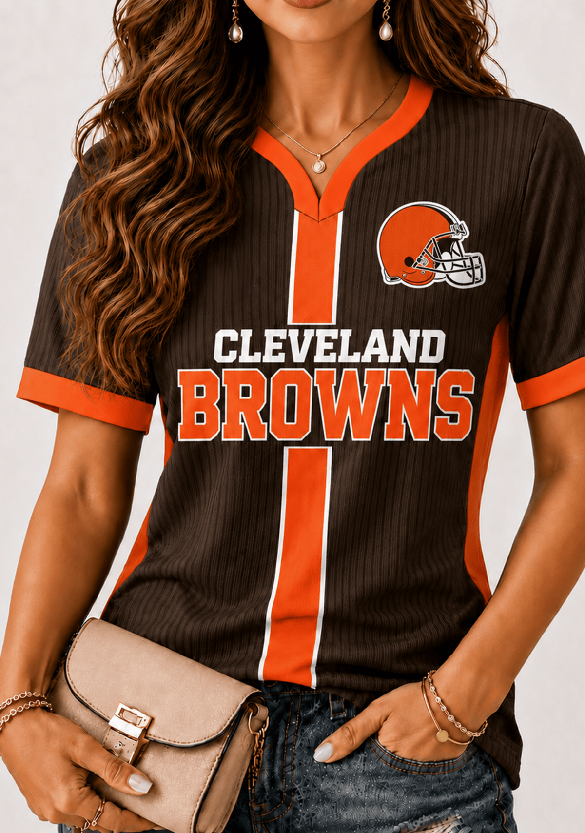 Women Cleveland Browns Football Game‑Day V‑Neck T‑Shirt