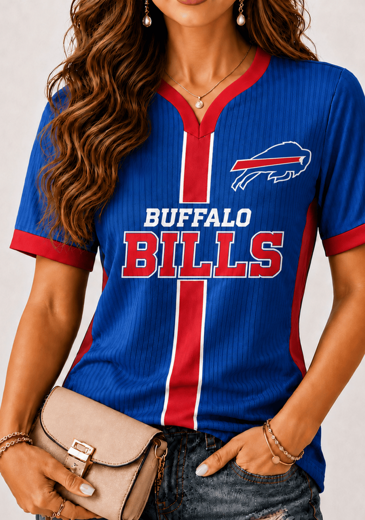 Buffalo Bills Ribbed Game‑Day V‑Neck T‑Shirt Main image