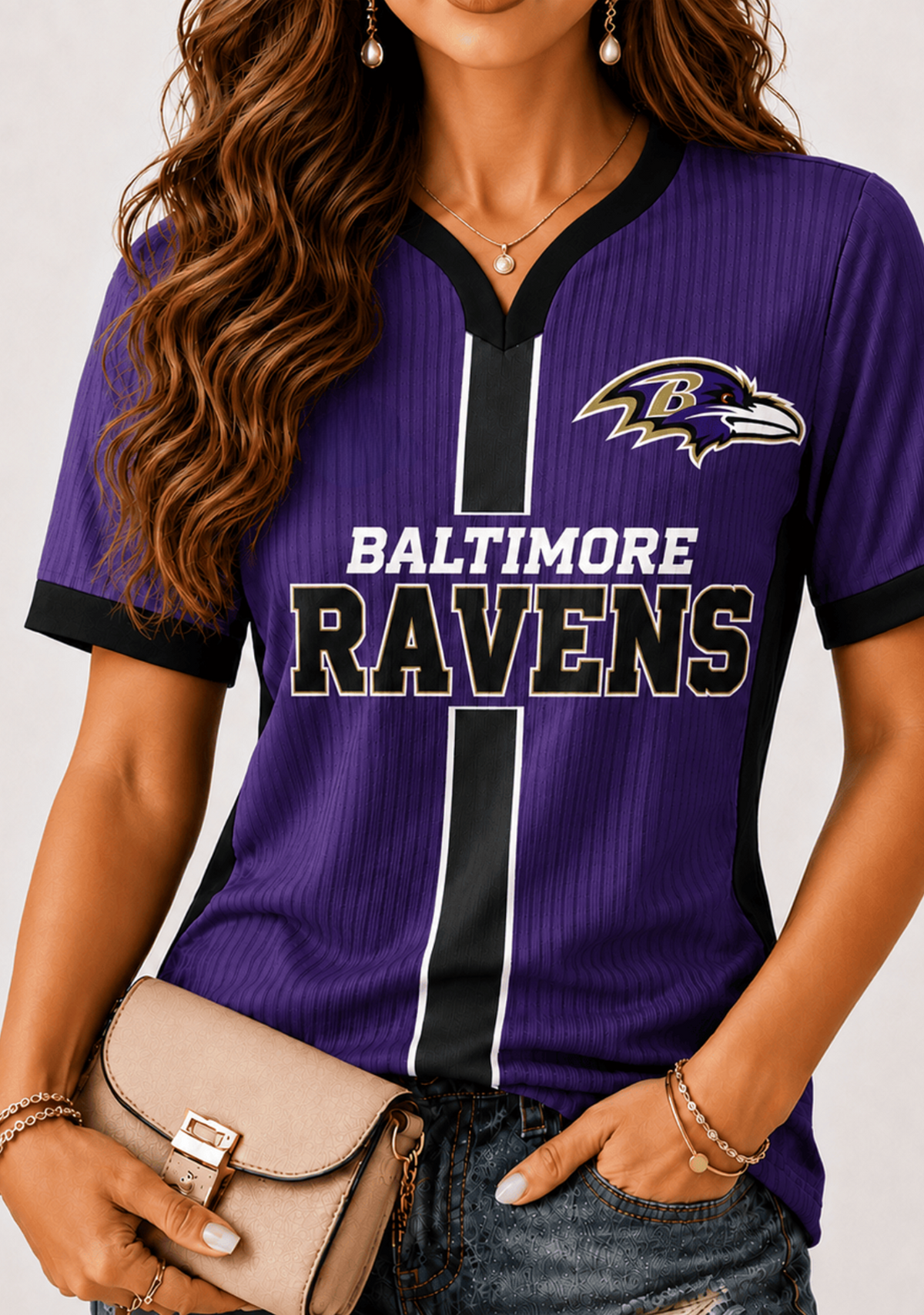 Baltimore Ravens Ribbed Game‑Day V‑Neck T‑Shirt Main image