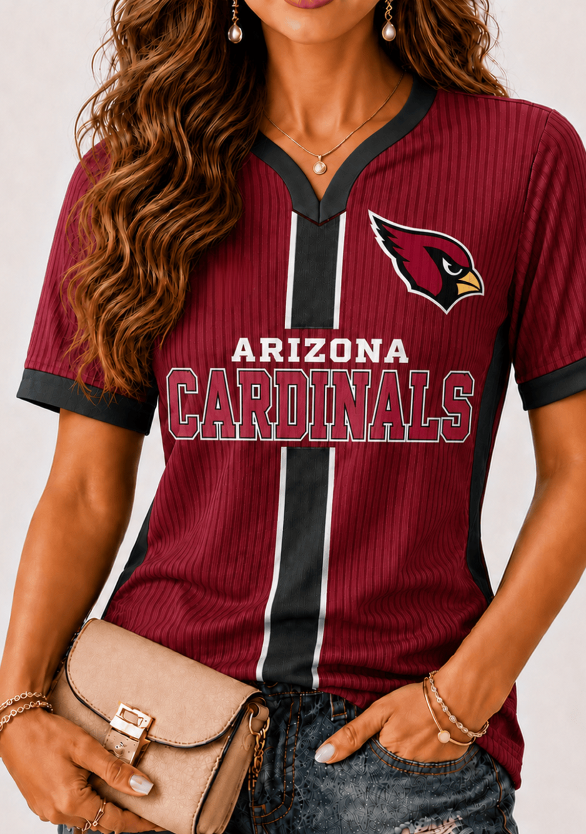 Arizona Cardinals Ribbed V‑Neck Game Day T-Shirt Main image