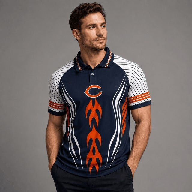 Chicago Bears Graphic Raglan Polo Shirt