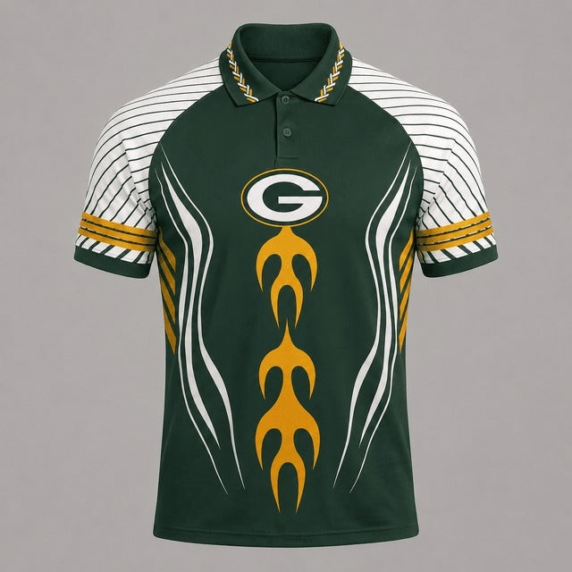 Green Bay Packers Graphic Raglan Polo Shirt