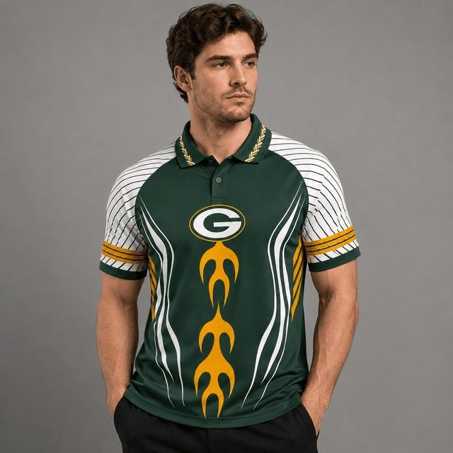 Green Bay Packers Graphic Raglan Polo Shirt Secondary image