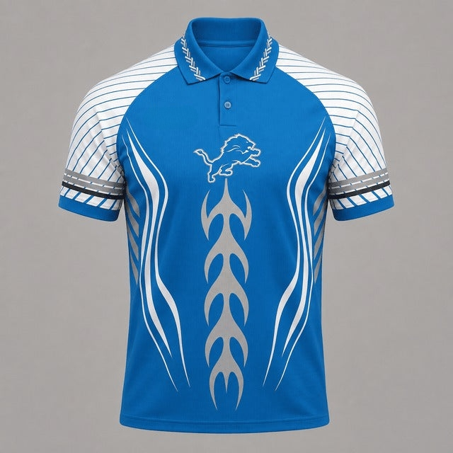 Detroit Lions Team Logo Graphic Raglan Polo Shirt Main image