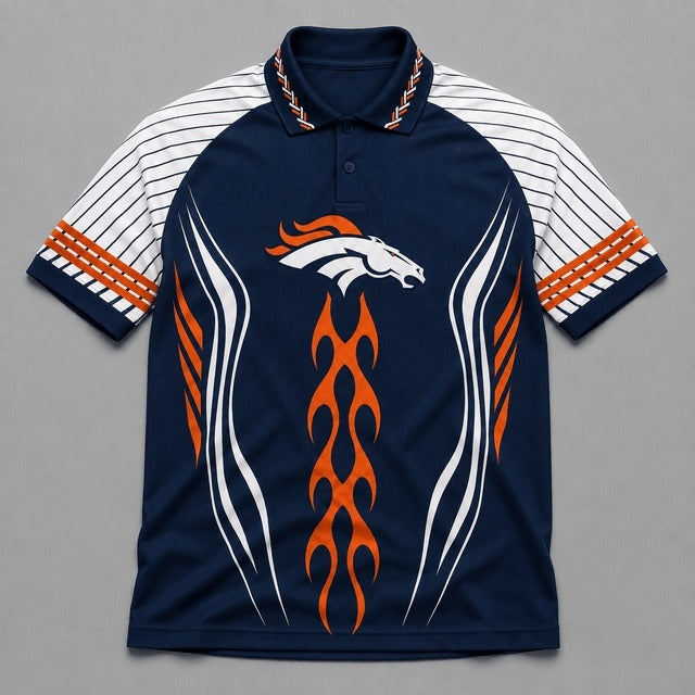 Denver Broncos Graphic Raglan Polo Shirt
