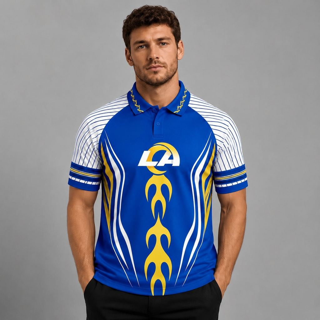 Los Angeles Rams Graphic Raglan Polo Shirt