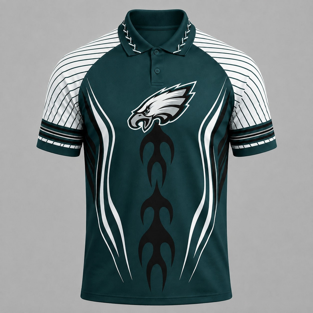 Philadelphia Eagles Graphic Raglan Polo Shirt