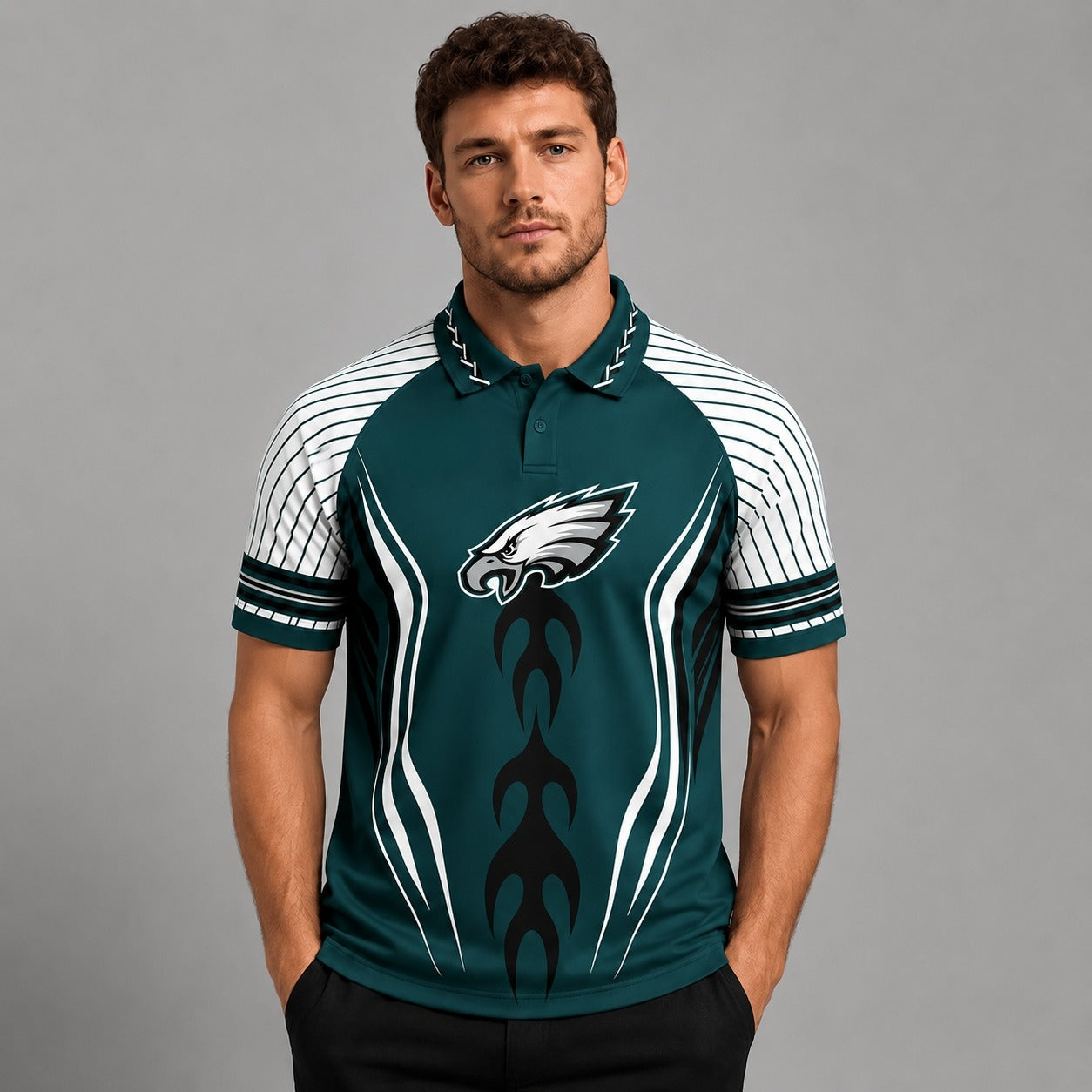 Philadelphia Eagles Graphic Raglan Polo Shirt Secondary image