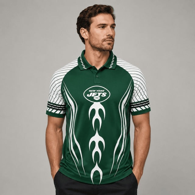 New York Jets Graphic Raglan Polo Shirt