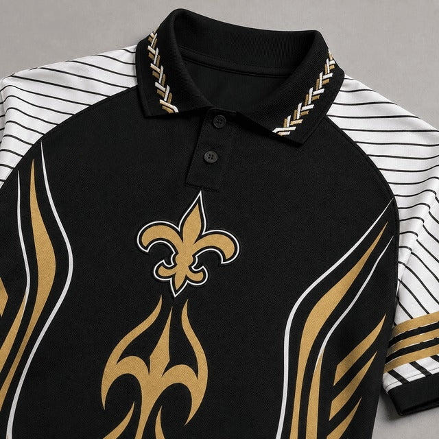 New Orleans Saints Graphic Raglan Polo Shirt