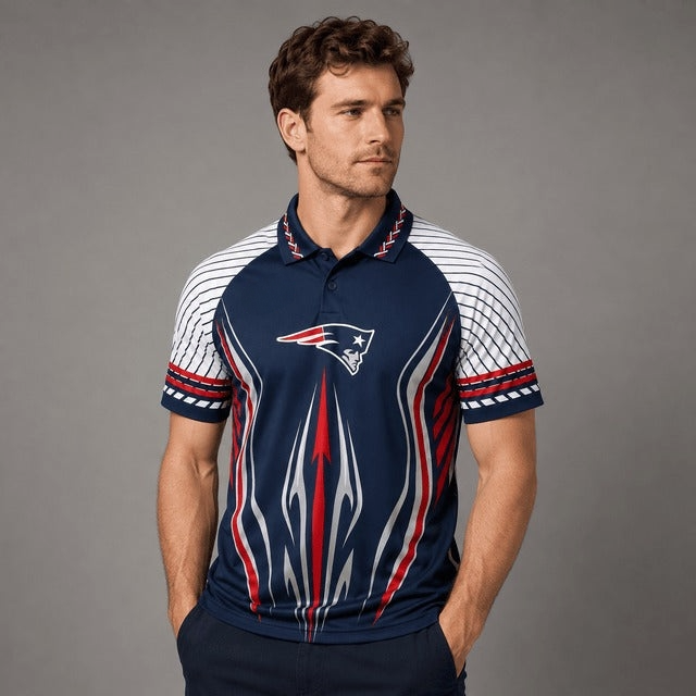 New England Patriots Graphic Raglan Polo Shirt