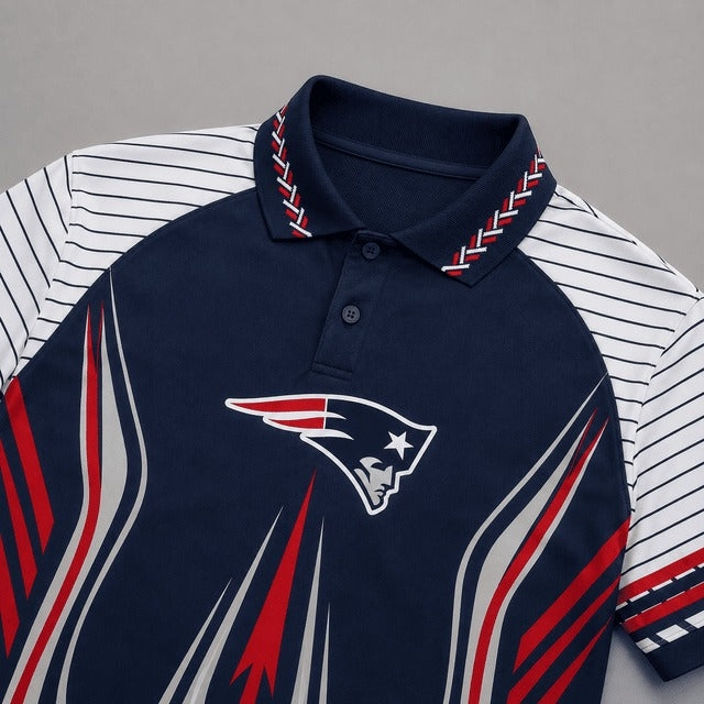 New England Patriots Graphic Raglan Polo Shirt