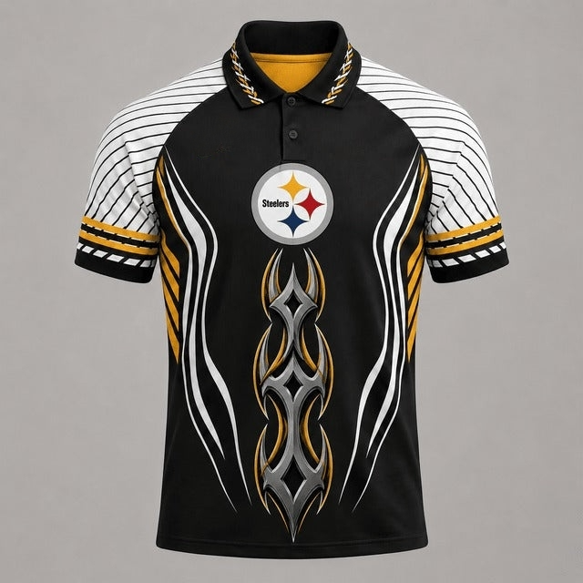 Pittsburgh Steelers Print Raglan Polo Shirt Main image