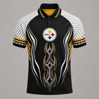 Pittsburgh Steelers Print Raglan Polo Shirt