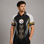 Pittsburgh Steelers Print Raglan Polo Shirt