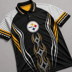 Pittsburgh Steelers Print Raglan Polo Shirt