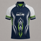 Seattle Seahawks Graphic Print Raglan Polo Shirt