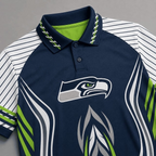 Seattle Seahawks Graphic Print Raglan Polo Shirt