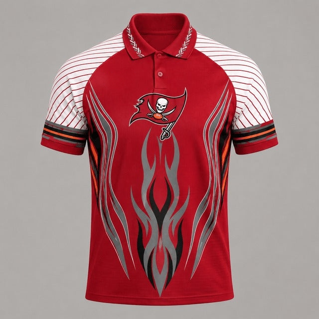 Tampa Bay Buccaneers Flame Graphic Print Raglan Polo Shirt Main image