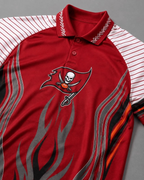 Tampa Bay Buccaneers Flame Graphic Print Raglan Polo Shirt