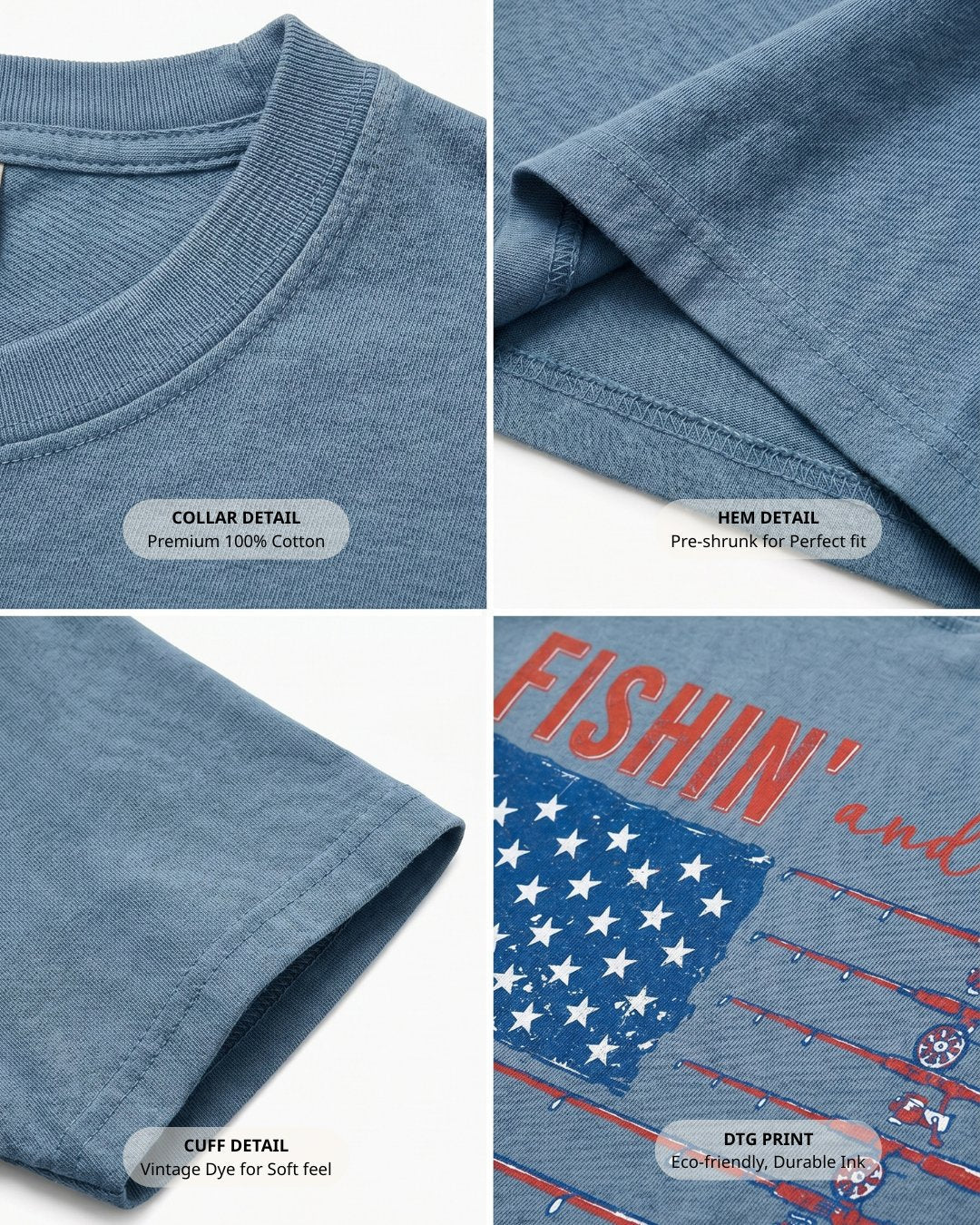 Fishin' And Free USA Flag T-shirt