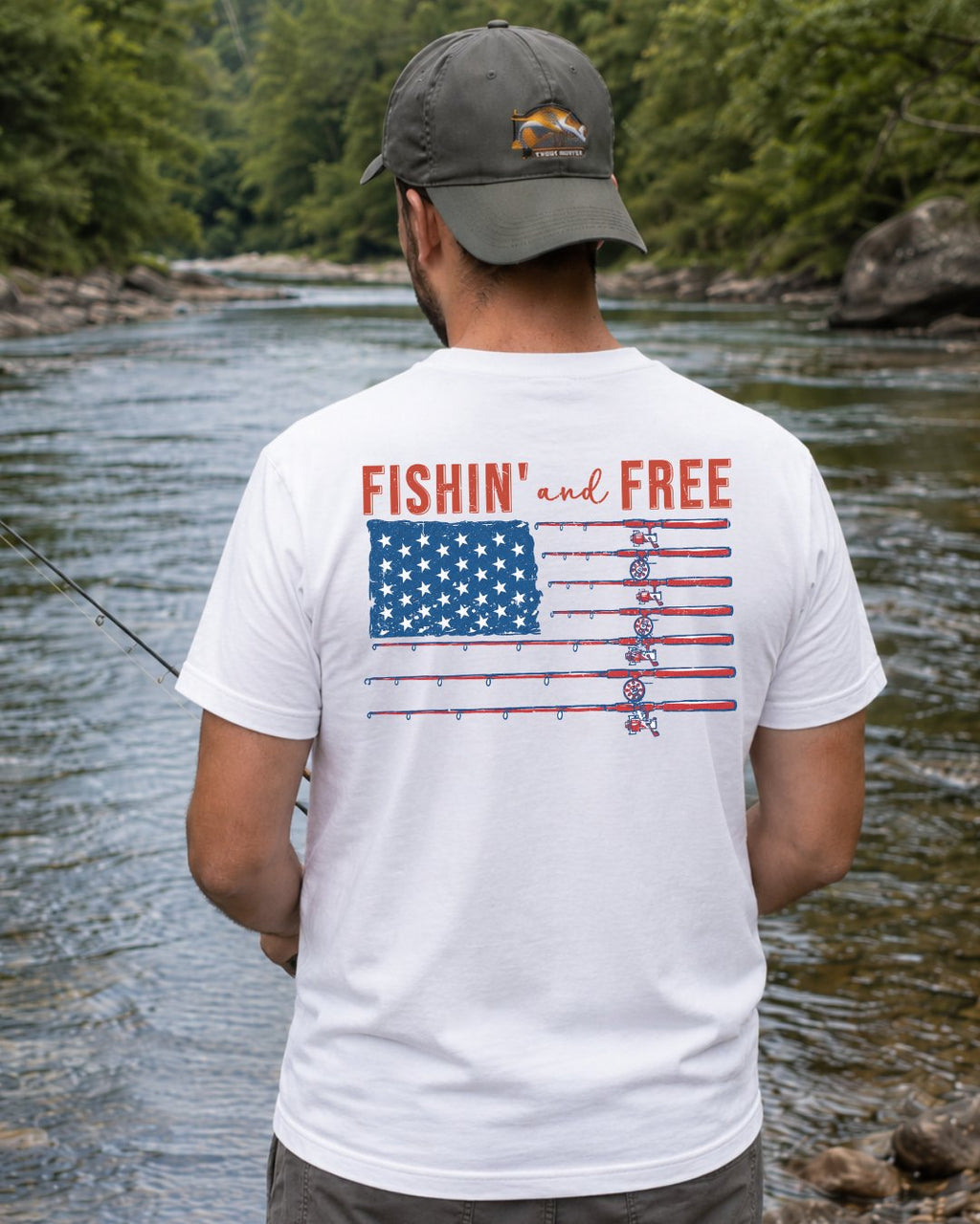 Fishin' And Free USA Flag T-shirt