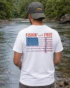 Fishin' And Free USA Flag T-shirt