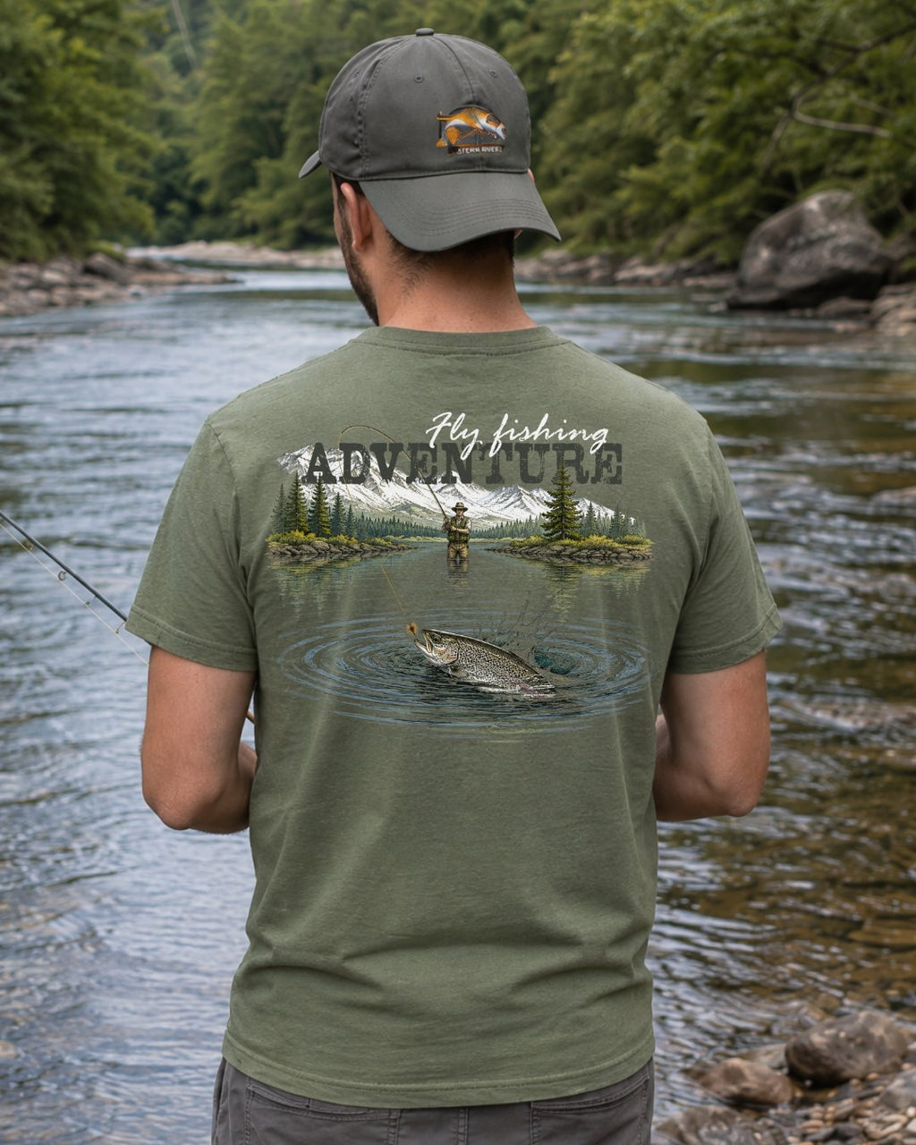 Fly Fishing Adventure Mountain T-shirt
