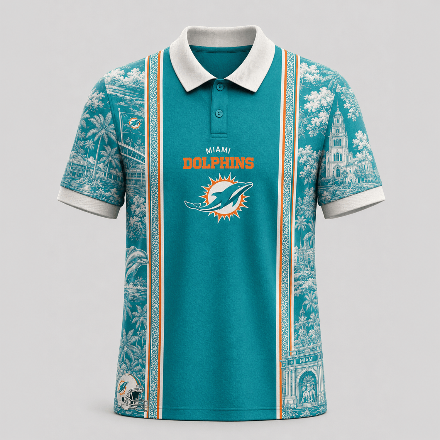 MIA x NFL Heritage Cityscape Polo Shirt for Loyal Fans