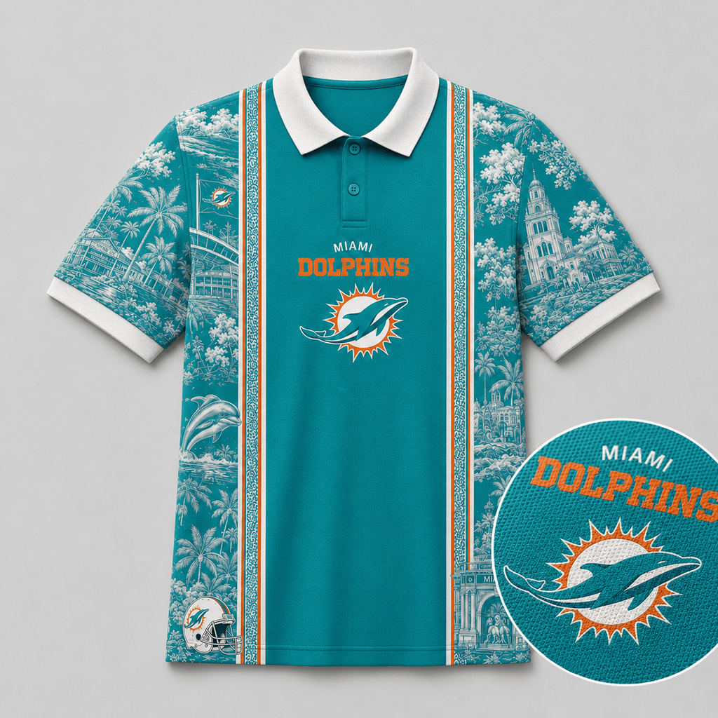 MIA x NFL Heritage Cityscape Polo Shirt for Loyal Fans