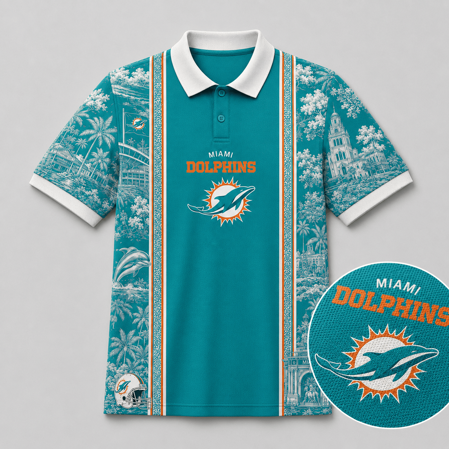 MIA x NFL Heritage Cityscape Polo Shirt for Loyal Fans