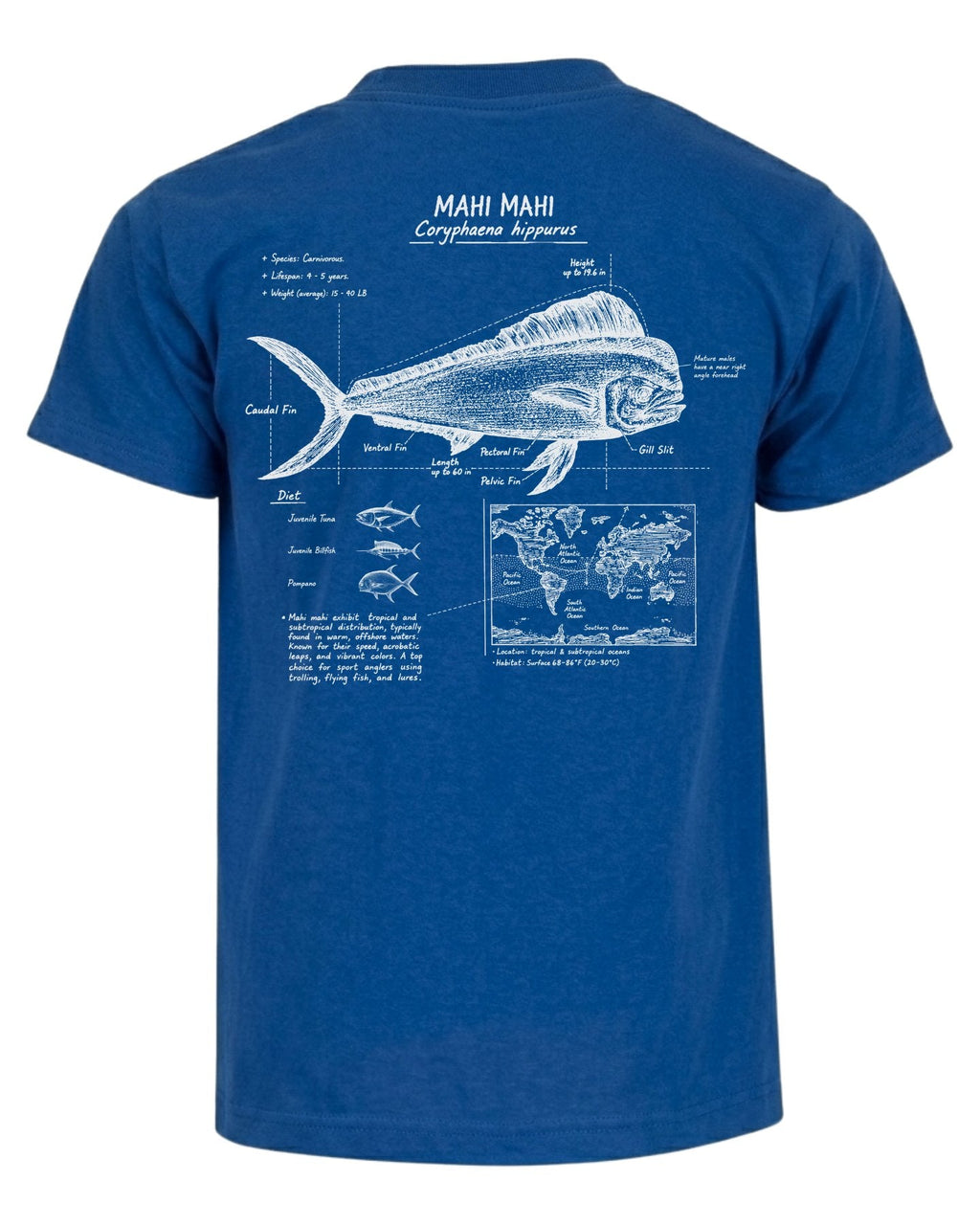 Mahi Mahi Anatomy Blueprint T-shirt