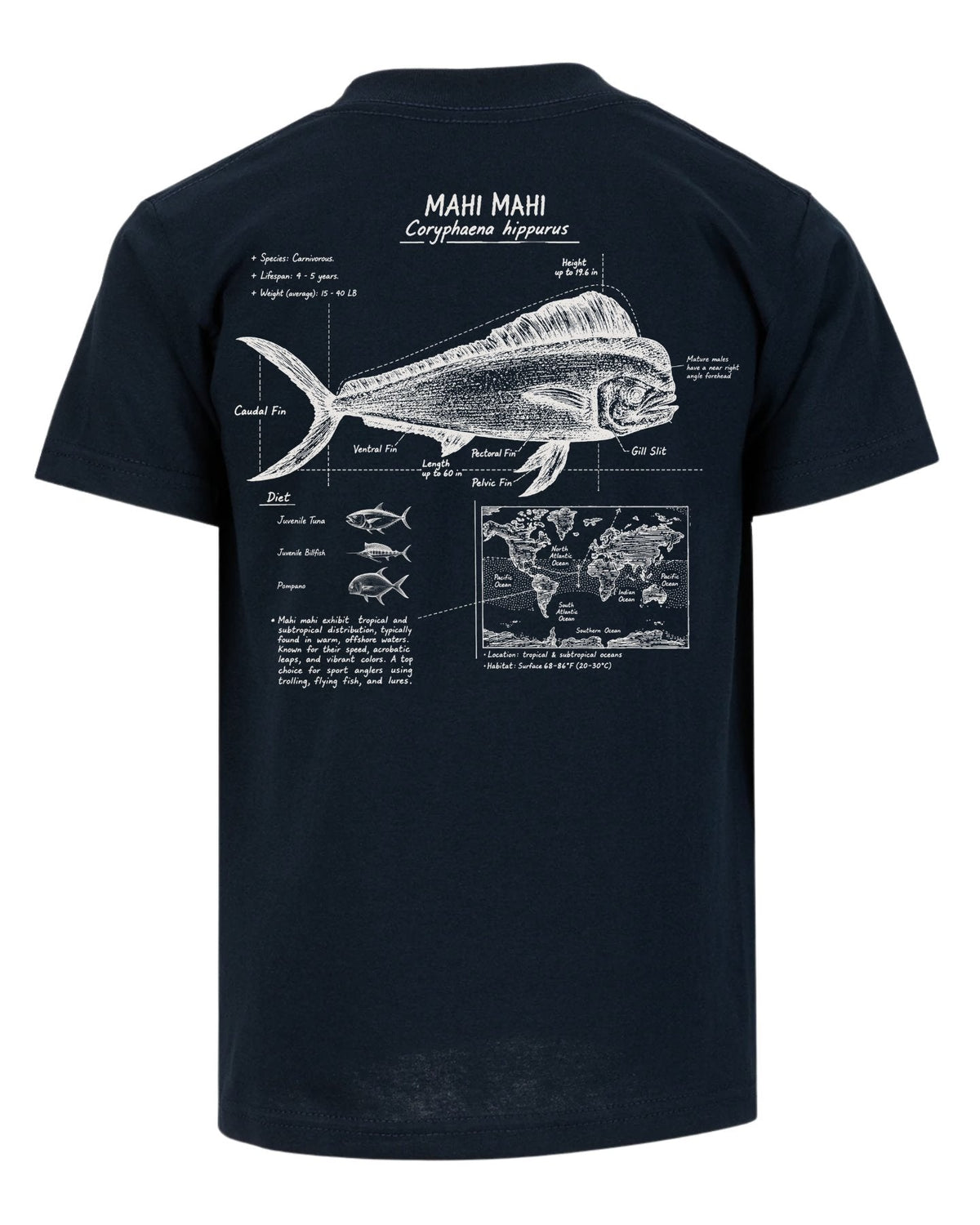 Mahi Mahi Anatomy Blueprint T-shirt
