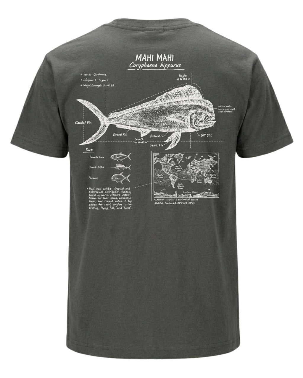 Mahi Mahi Anatomy Blueprint T-shirt
