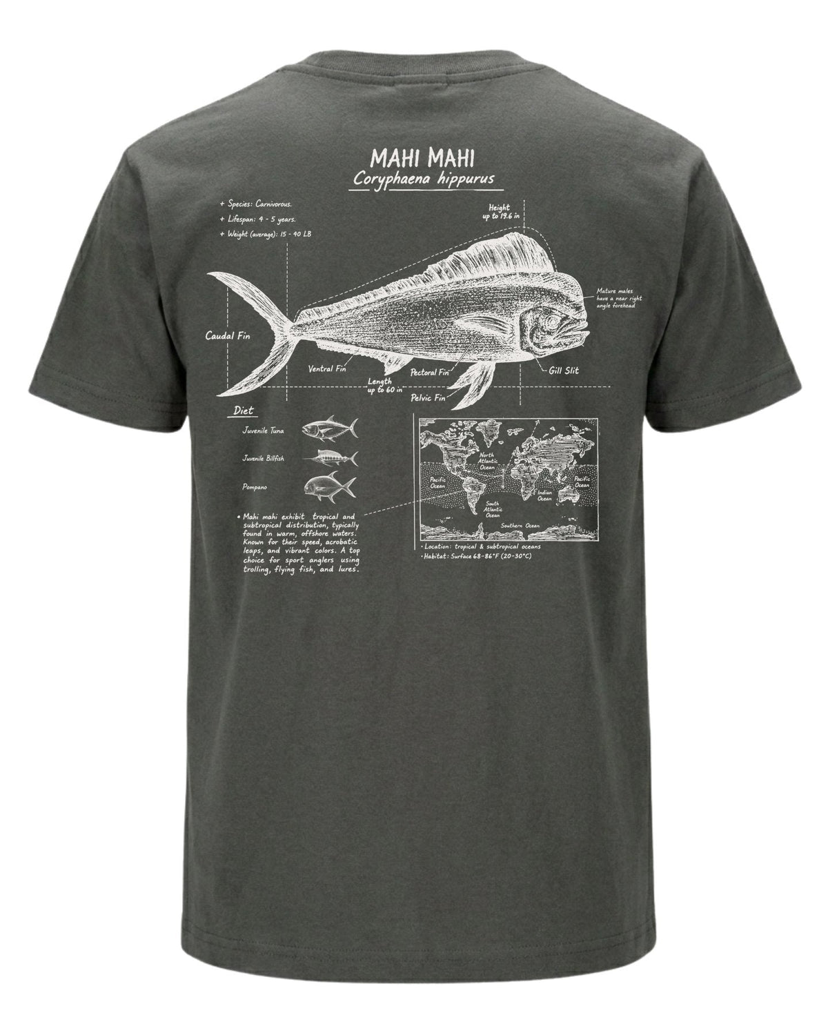 Mahi Mahi Anatomy Blueprint T-shirt