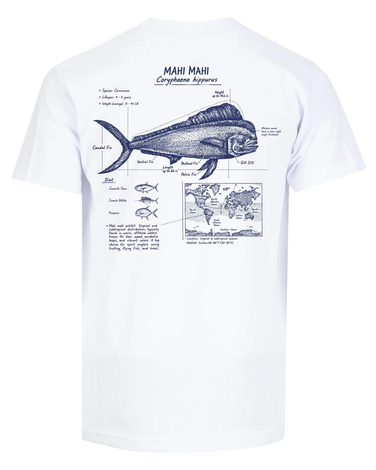 Mahi Mahi Anatomy Blueprint T-shirt