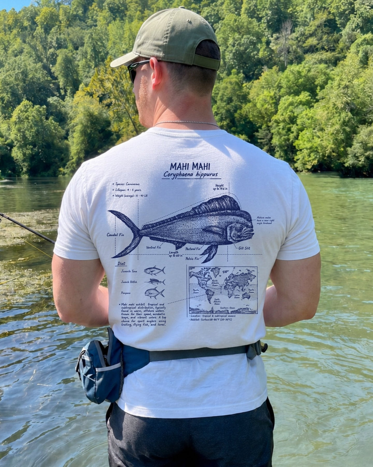 Mahi Mahi Anatomy Blueprint T-shirt