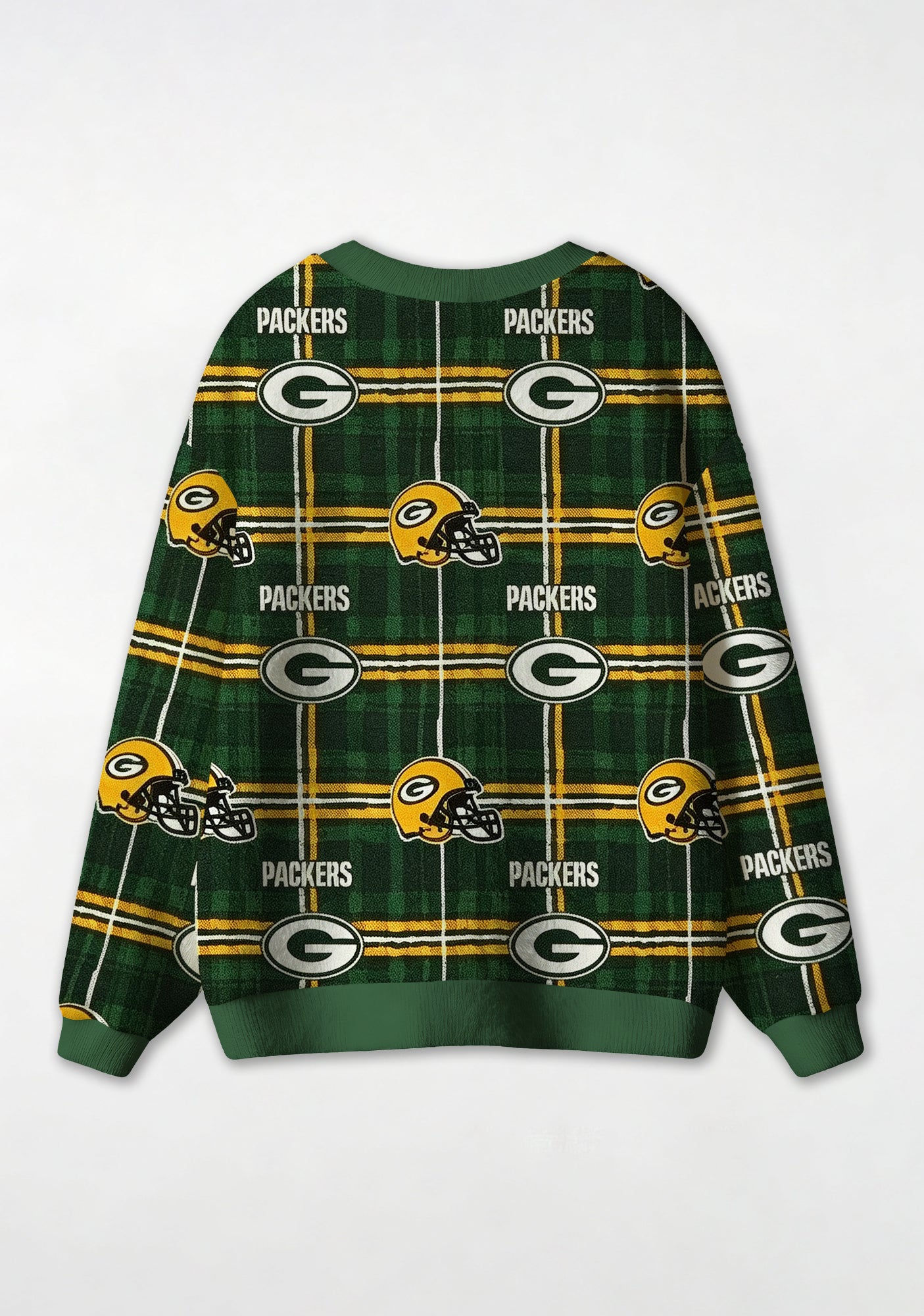 Green Bay Packers Plaid Helmet All‑Over Print Lightweight Cardigan Secondary image