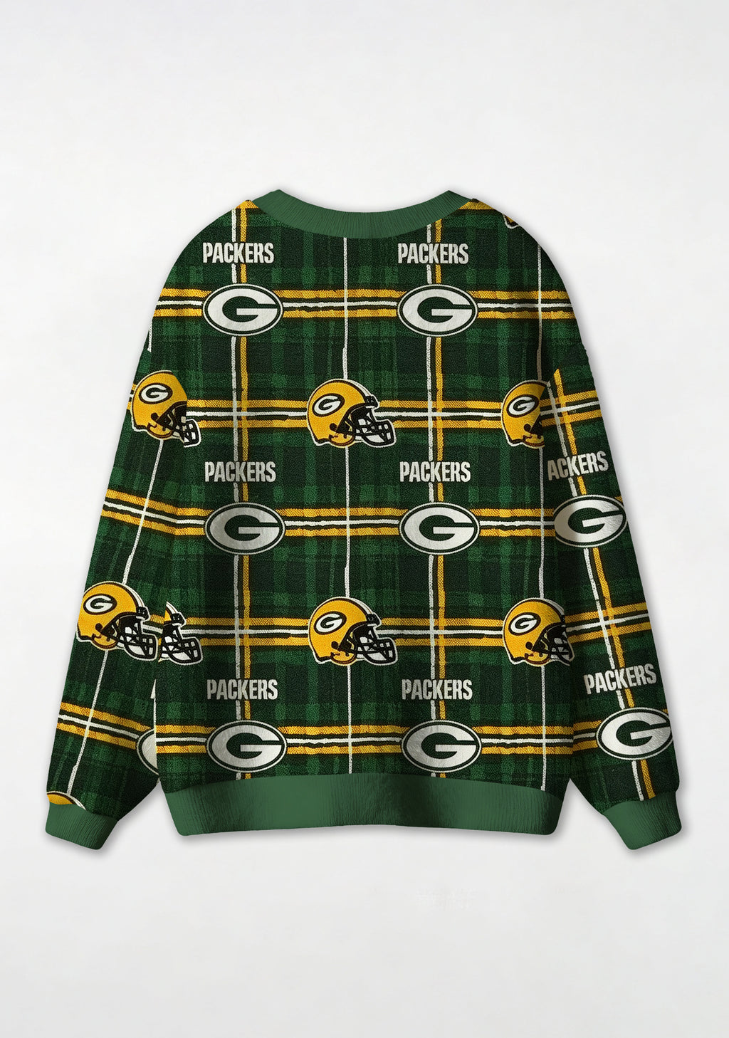 Green Bay Packers Plaid Helmet All‑Over Print Lightweight Cardigan