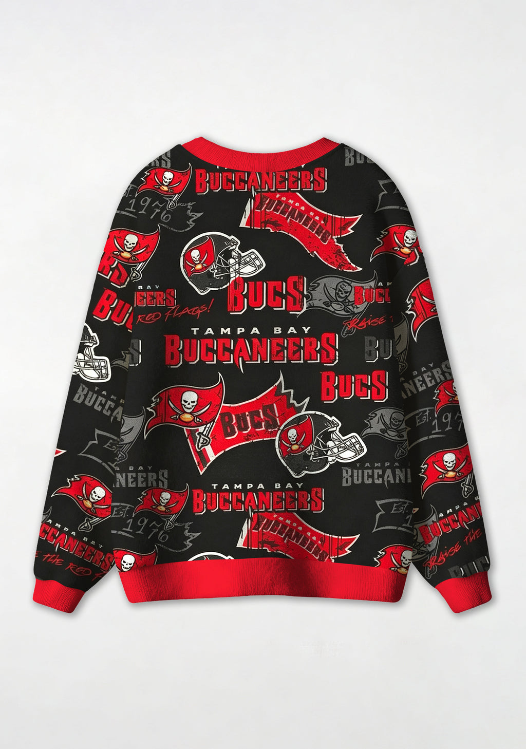 Tampa Bay Buccaneers Distressed Retro All‑Over Print Lightweight Cardigan