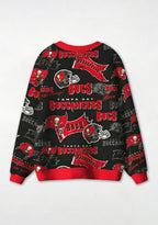 Tampa Bay Buccaneers Distressed Retro All‑Over Print Lightweight Cardigan