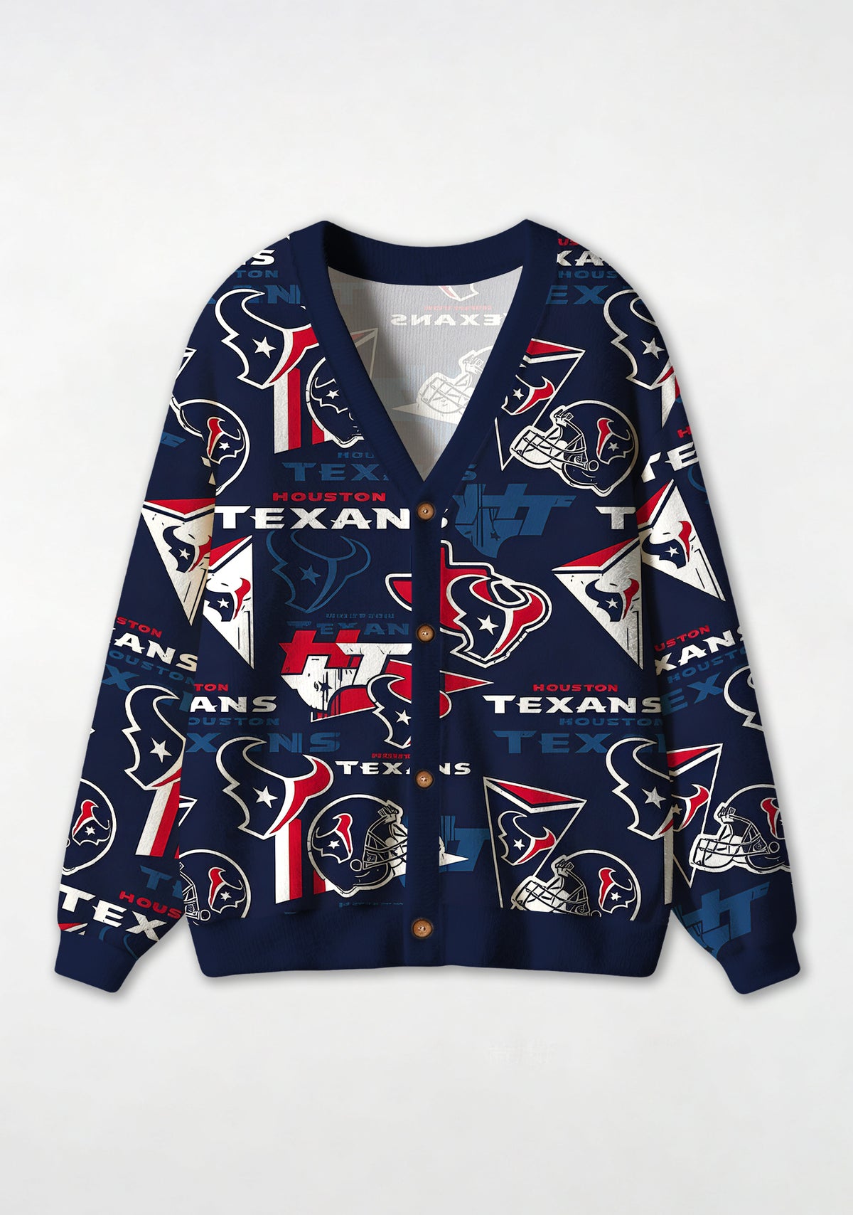 Houston Texans Vintage Graphic All‑Over Print Lightweight Cardigan Main image