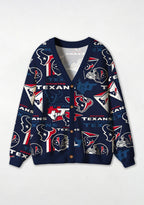 Houston Texans Vintage Graphic All‑Over Print Lightweight Cardigan
