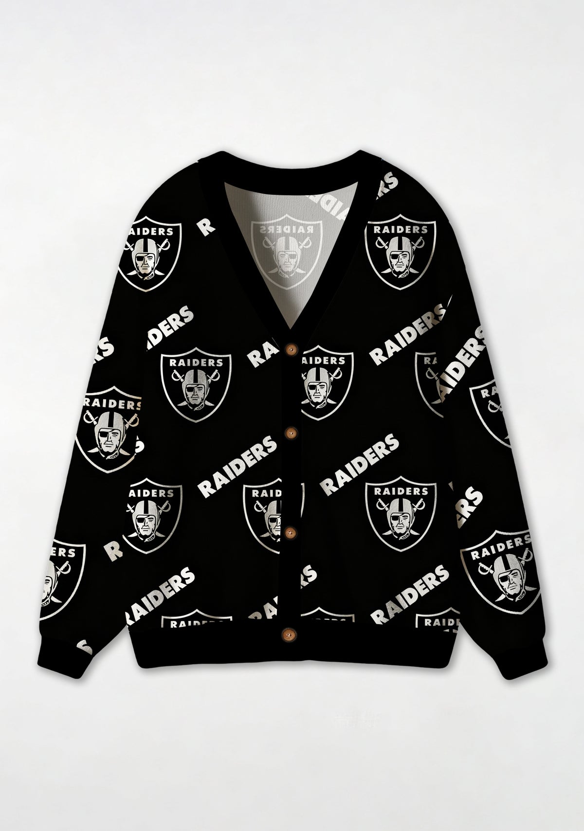 Las Vegas Raiders Classic Shield Logo All‑Over Print Lightweight Cardigan Main image