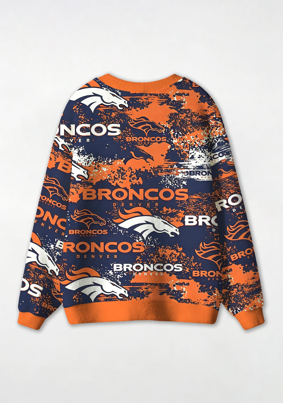 Denver Broncos Grunge Splash‑Pattern All‑Over Print Lightweight Cardigan