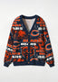 Chicago Bears Distressed Grunge Bear‑Mascot All‑Over Print Lightweight Cardigan