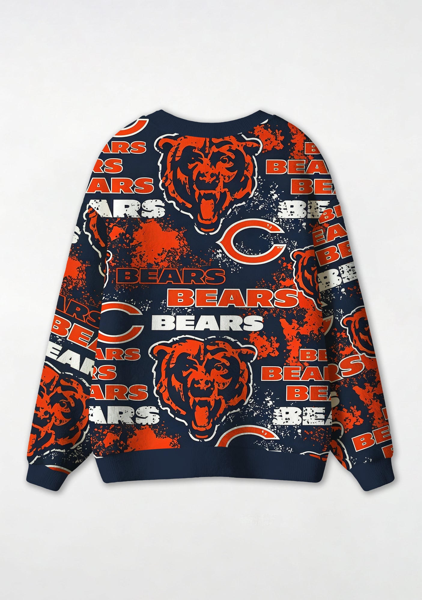 Chicago Bears Distressed Grunge Bear‑Mascot All‑Over Print Lightweight Cardigan Secondary image