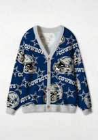 Dallas Cowboys Helmet & Star Symbol All‑Over Print Lightweight Cardigan