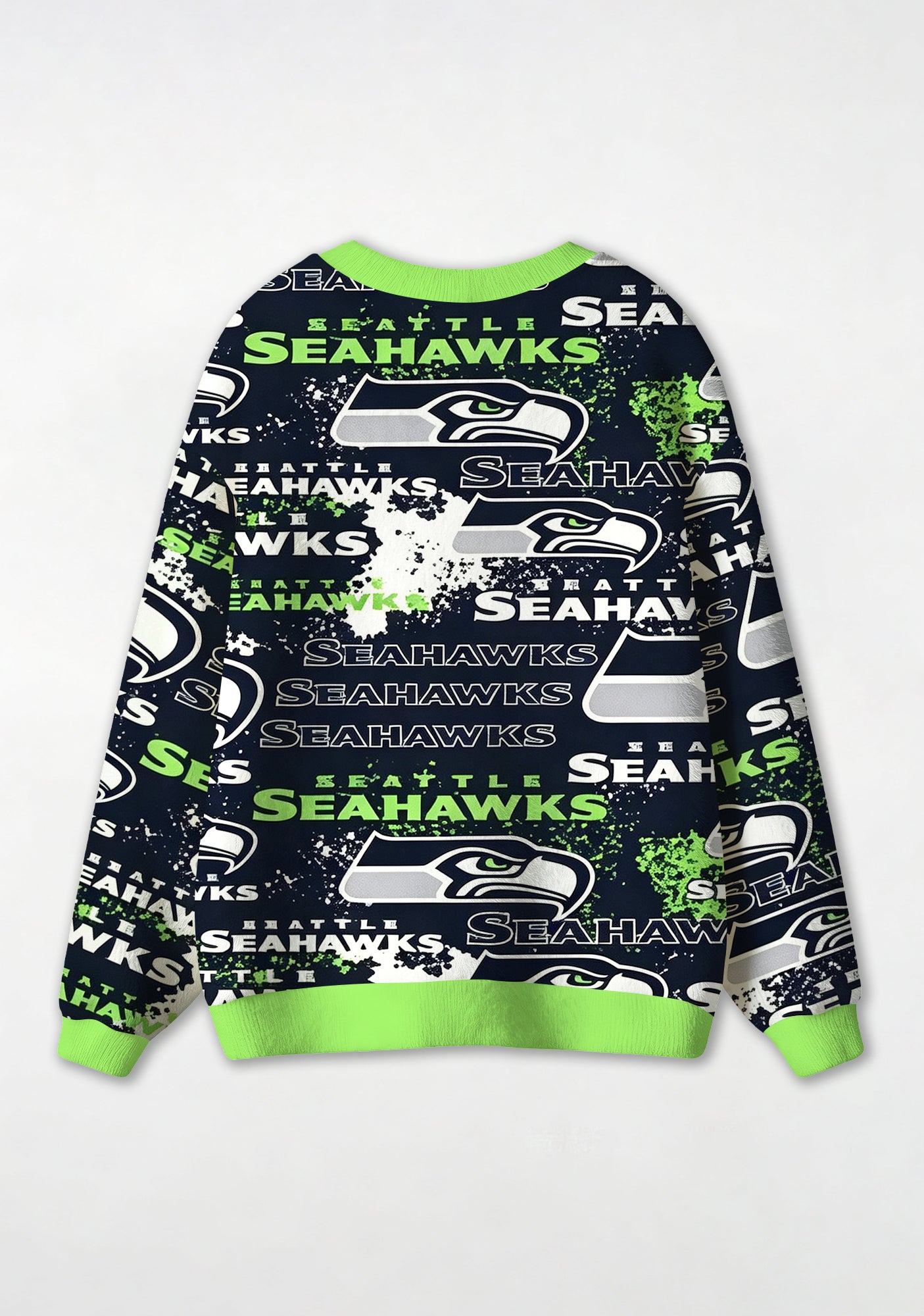 Seattle Seahawks Grunge Splash‑Ink All‑Over Print Lightweight Cardigan Secondary image